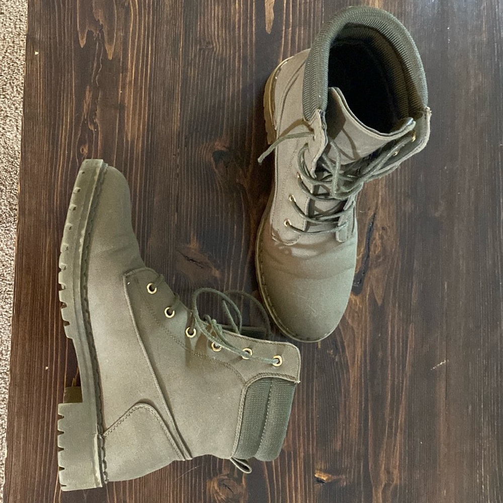 Green combat boots